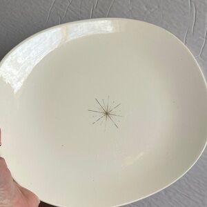 Vintage starburst Cream Oval Plate